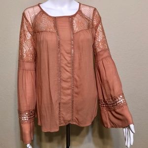 COCO+JAMESON M lace cut out boho chic bell sleeve